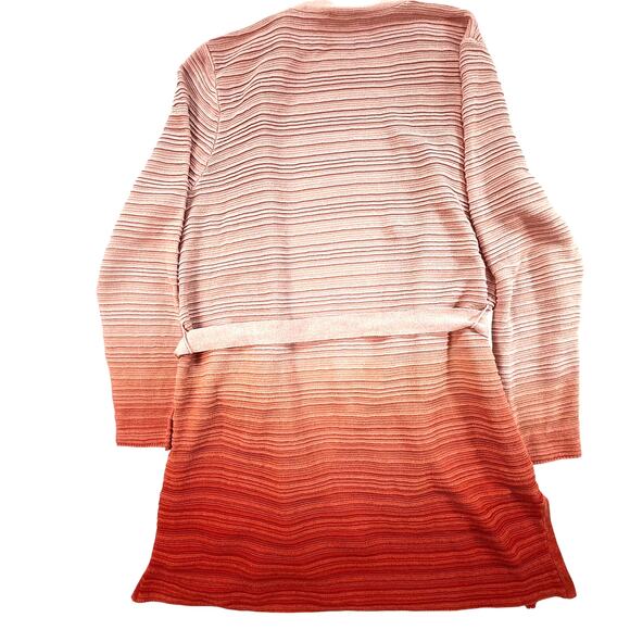 NWT CHICO'S Ombre Gradient Cardigan Sweater Longline Open Front Pink Rust SZ M - Picture 3 of 13